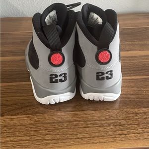 jordan 9s gray and black, size 9